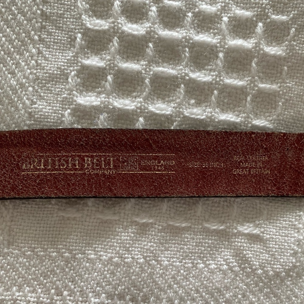 BRITISH BELT Genuine Leather Brown Belt Made in Great Britain Size 36 inch - Picture 4 of 6